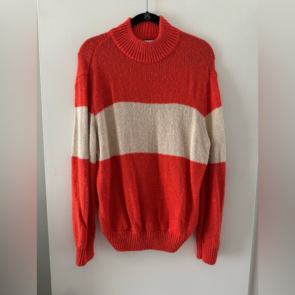 Aerie Oversized Striped Colorblock Mock Neck Sweater